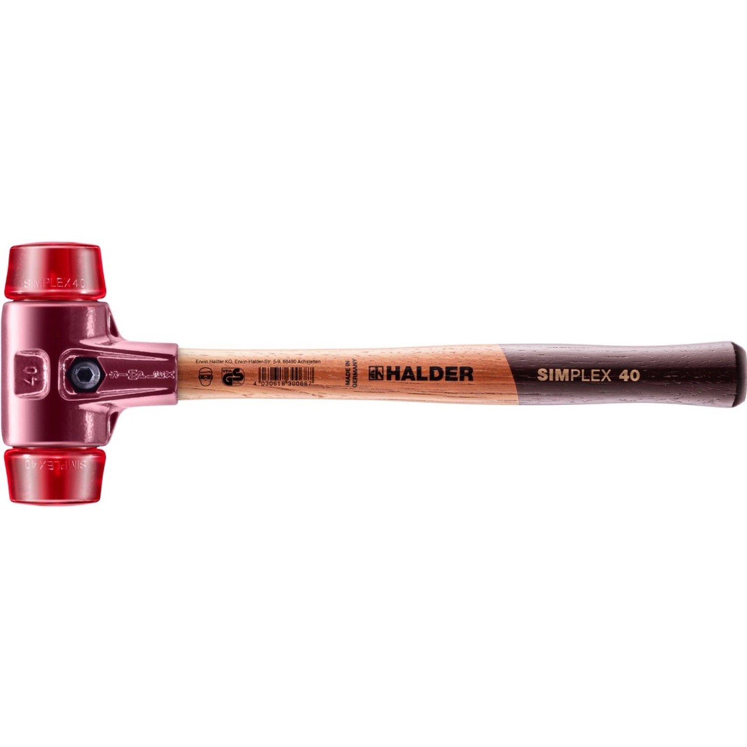 Halder Simplex Schonhammer Ø 40 mm Plastik Rot mit Tempergussgehäuse günstig online kaufen