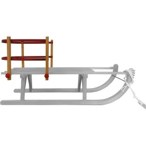 Rudisport Rückenlehne aus Kunststoff für Schlitten, rot/natur, einfache Montage.