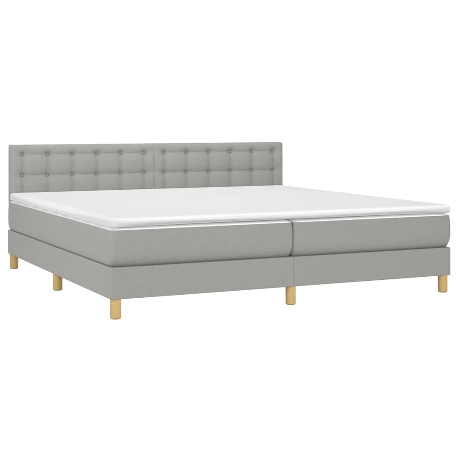 vidaXL Boxspringbett mit Matratze & LED Hellgrau 200x200 cm Stoff 3134061