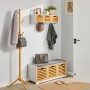 SoBuy Wandgarderobe FHK19-WN mit Körben und Haken im Flur.
