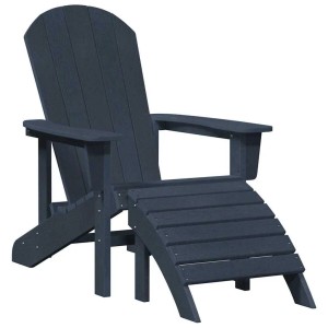 Marineblauer vidaXL Adirondack-Stuhl aus HDPE mit Fußstütze für Garten oder Terrasse.