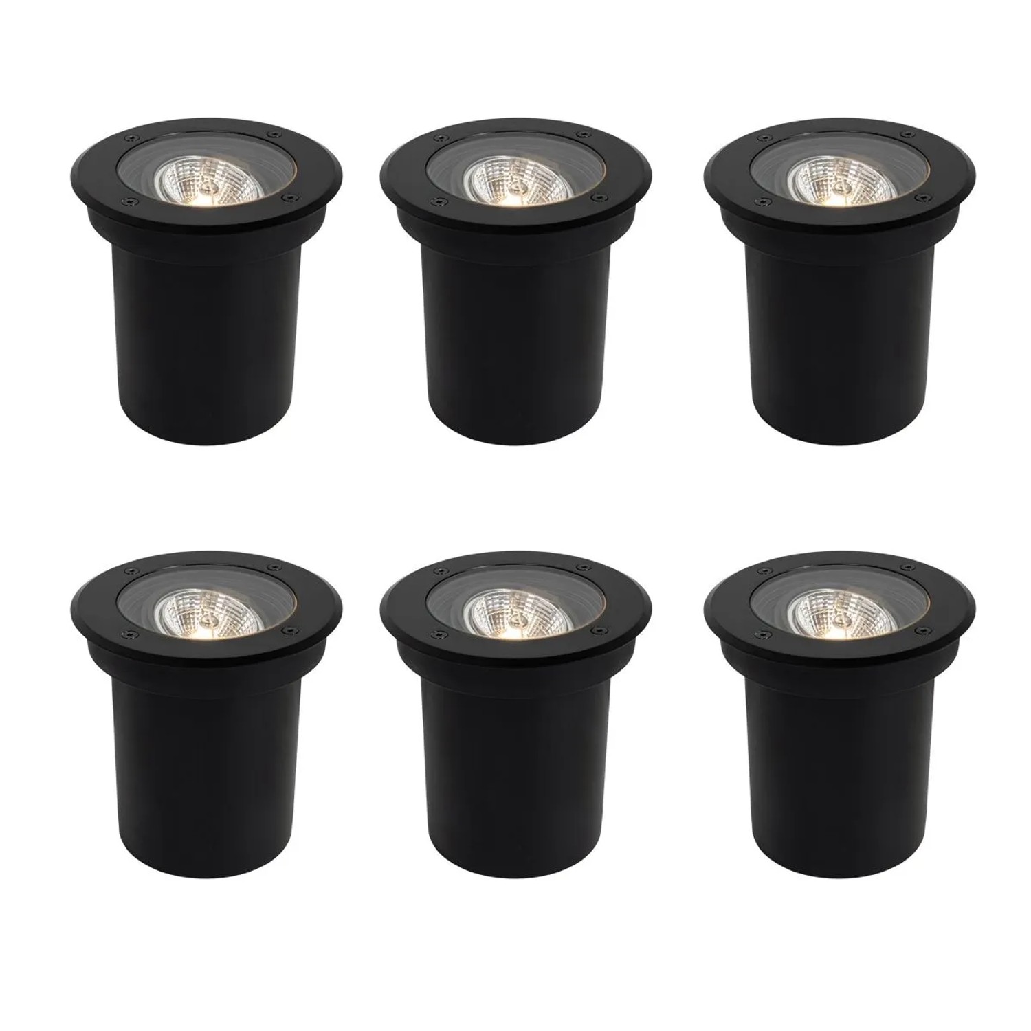 Qazqa Set Mit 6 Modernen Außen Bodenscheinwerfern Schwarz AR70 Einstellbar IP65 Delux