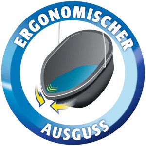 Vileda Universaleimer 7L, Schwarz, Detailaufnahme des ergonomischen Ausgusses.