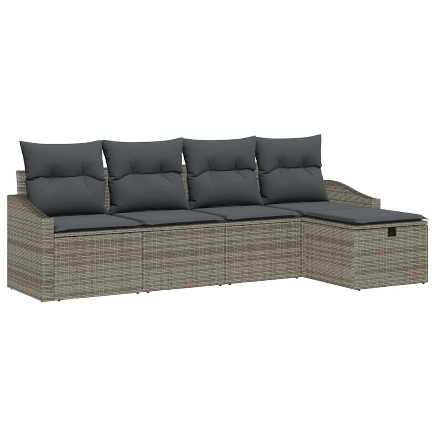 vidaXL Garten-Sofa-Set mit Kissen 5-Tlg Grau Poly Rattan 3359258 günstig online kaufen