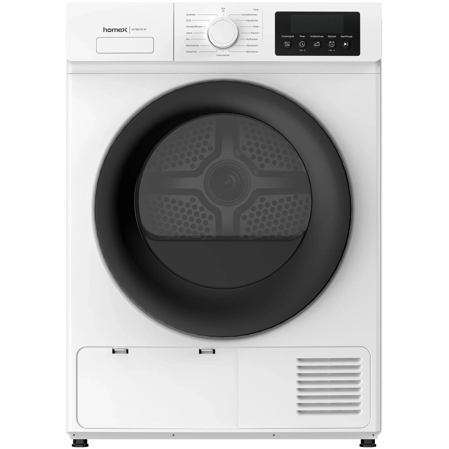 homeX WT8W1E-W Wärmepumpentrockner 8kg Wäschetrockner Trockner mit 15 Programmen Knitterschutz Schnelltrocknen