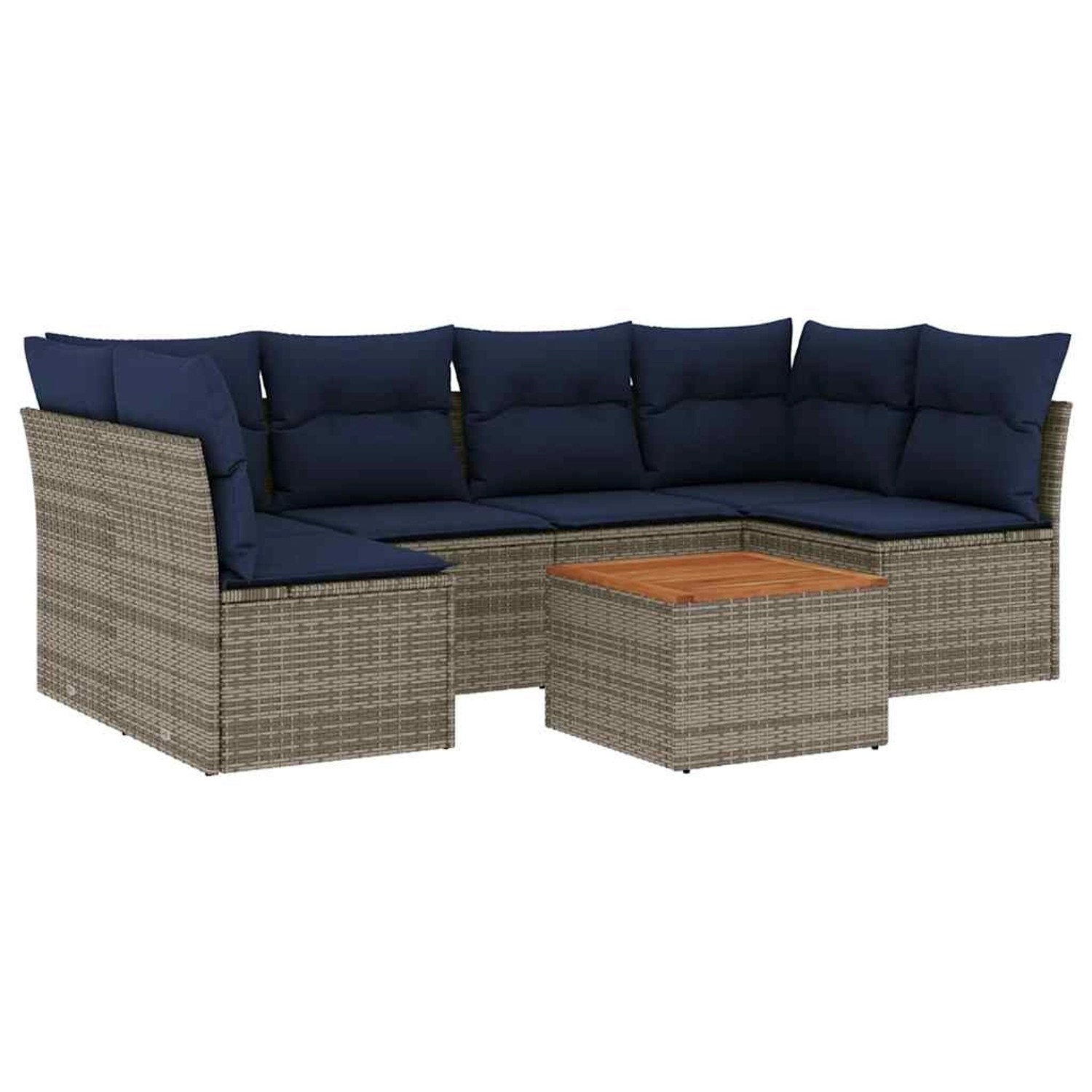 vidaXL 7-Tlg Garten-Sofagarnitur mit Kissen Grau Poly Rattan 3255893 günstig online kaufen