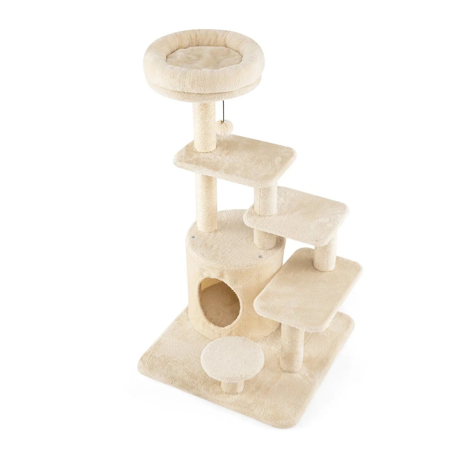 Costway 7-Stöckiges Kletterbaum Holz Beige Hoch 102 cm