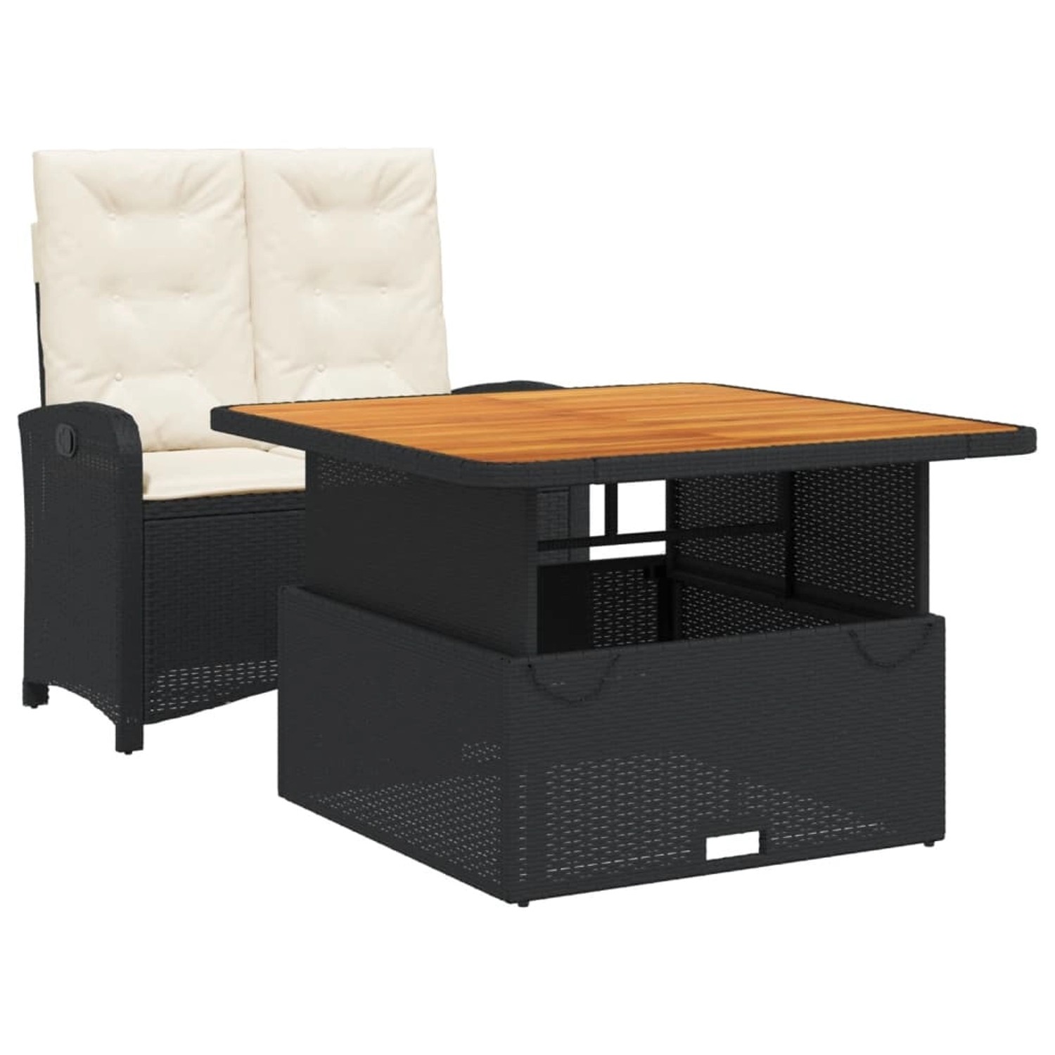 vidaXL 2-Tlg Garten-Essgruppe mit Kissen Schwarz Poly Rattan 3277319 günstig online kaufen