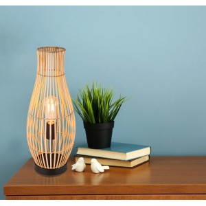 Globo Tischlampe Laglio aus Bambus, naturfarben, 47,5 cm hoch. Dekorative Design-Tischleuchte.