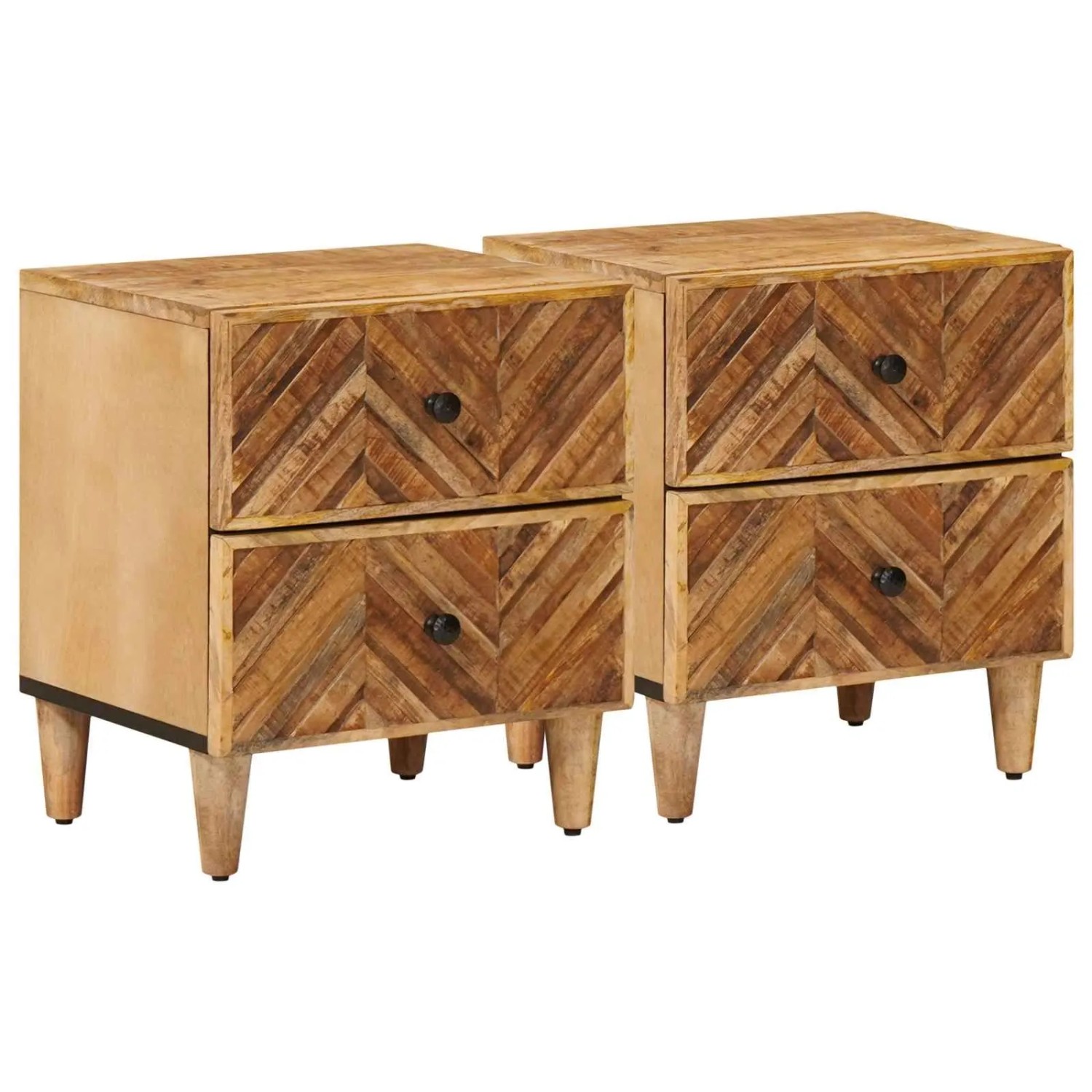 vidaXL Nachttisch 2 Stk Braun 40 x 33,5 x 46 cm Massivholz Mango 4018915