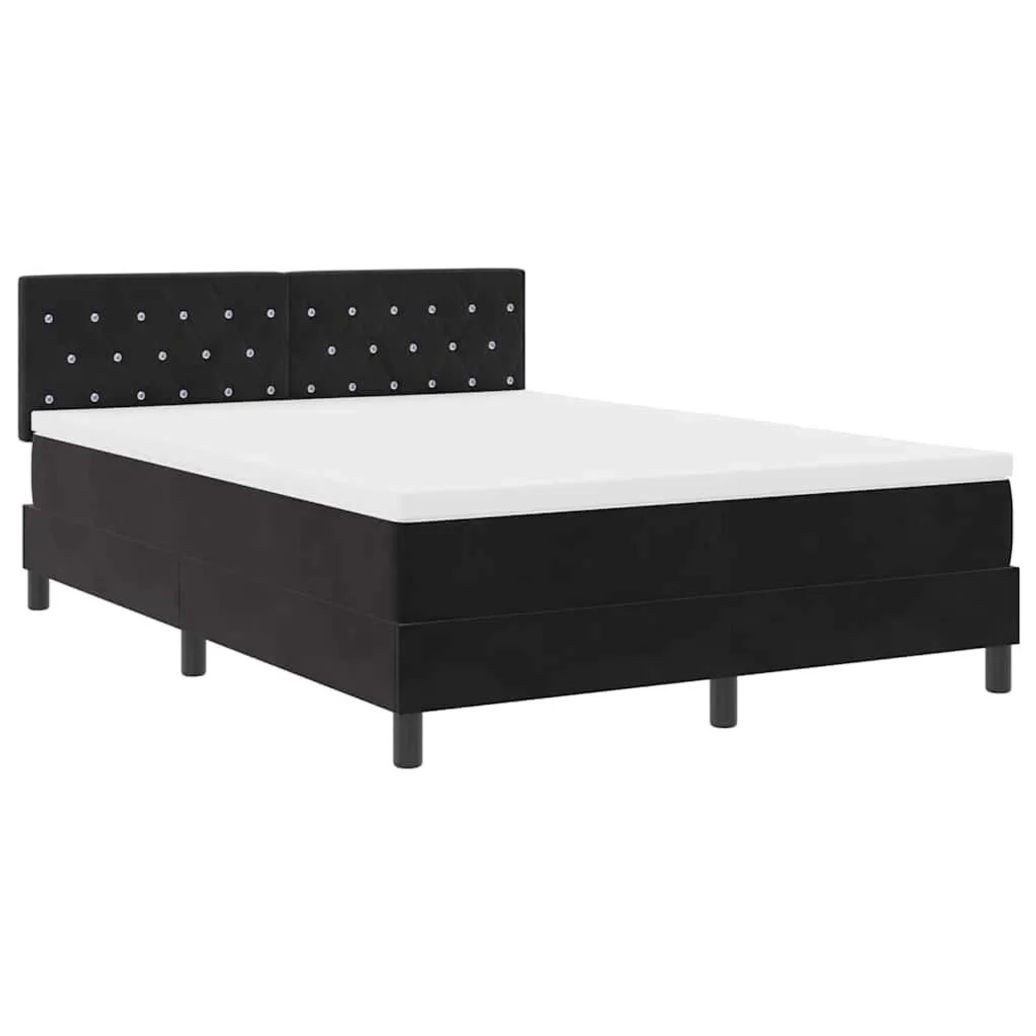 vidaXL Boxspringbett mit Matratze Schwarz 160 x 200 cm Stoff 3339118