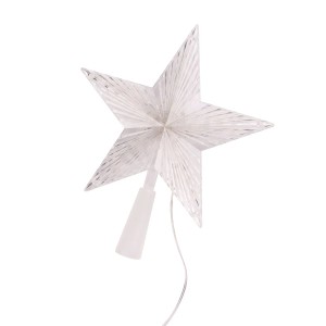 Lex LED Weihnachtsbaumspitze Stern, transparent mit Rillenstruktur, warmweiß beleuchtet. Christbaumschmuck für Innen.