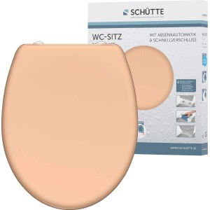 Schütte WC-Sitz Beige Duroplast mit Absenkautomatik und Schnellverschluss.