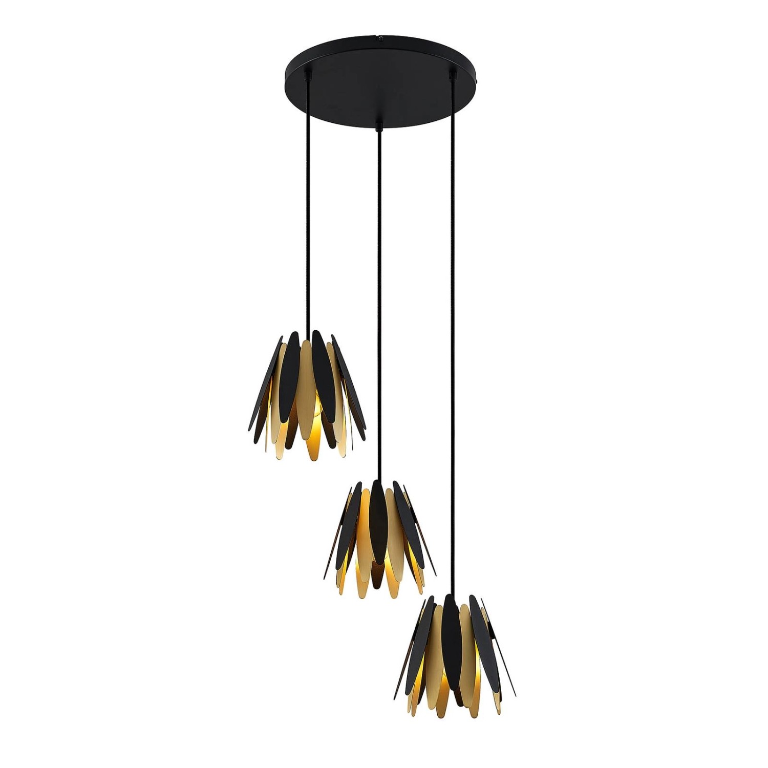Lucande Pendelleuchte Lounit 9639252 Design Modern in Schwarz aus Metall 3- günstig online kaufen
