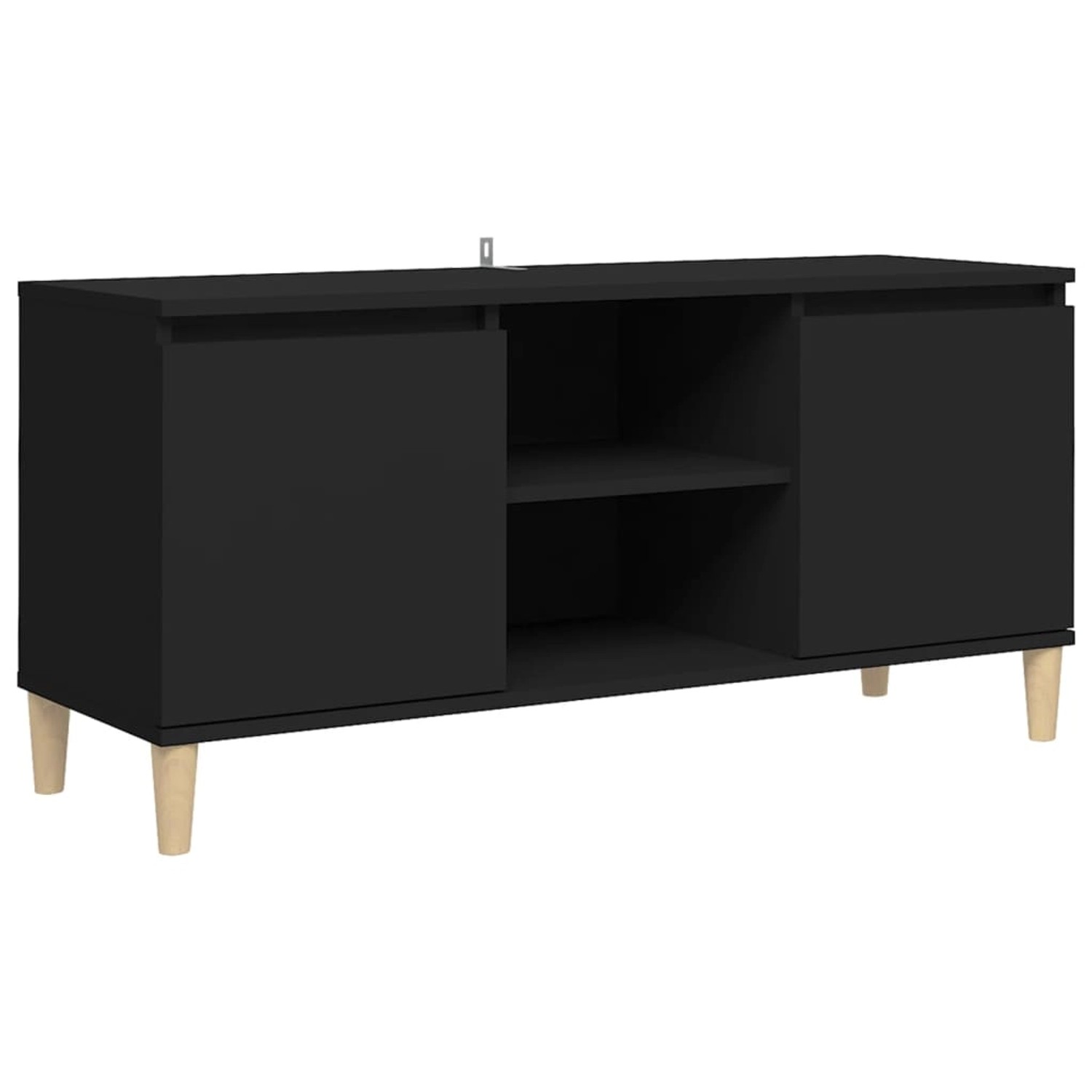 VidaXL TV-Schrank mit Massivholz-Beinen Schwarz 103,5x35x50 cm günstig online kaufen