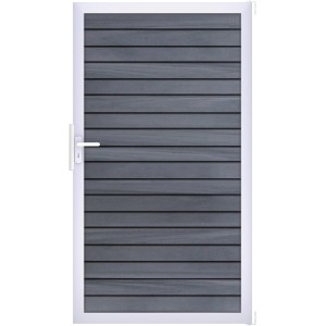 GroJa Steckzaun-Tor Solid-Rhombus, steingrau, mit Aluminiumrahmen und Beschlagset.