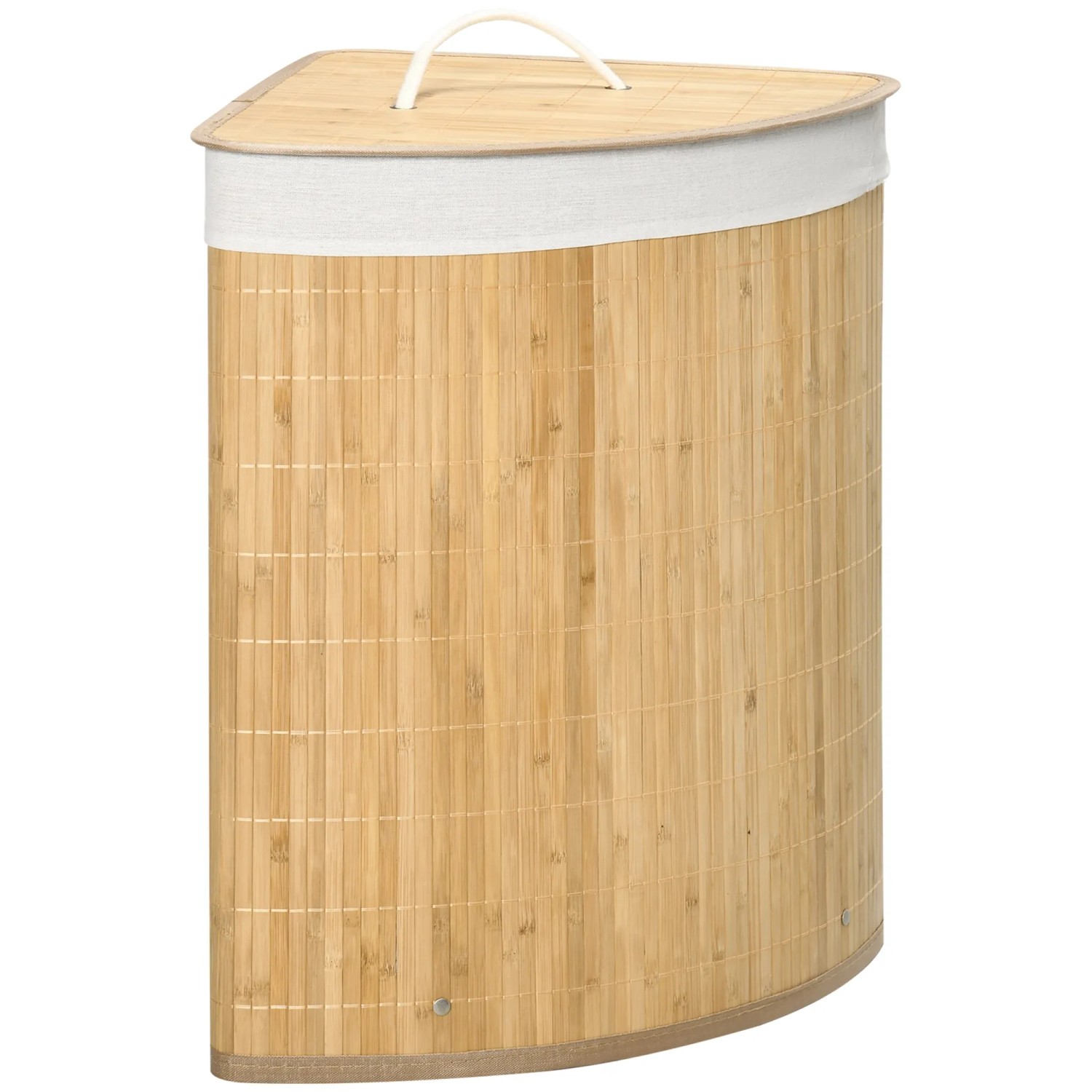 HOMCOM Wäschekorb mit Deckel Bambus Naturholz 38L x 38B x 57H cm