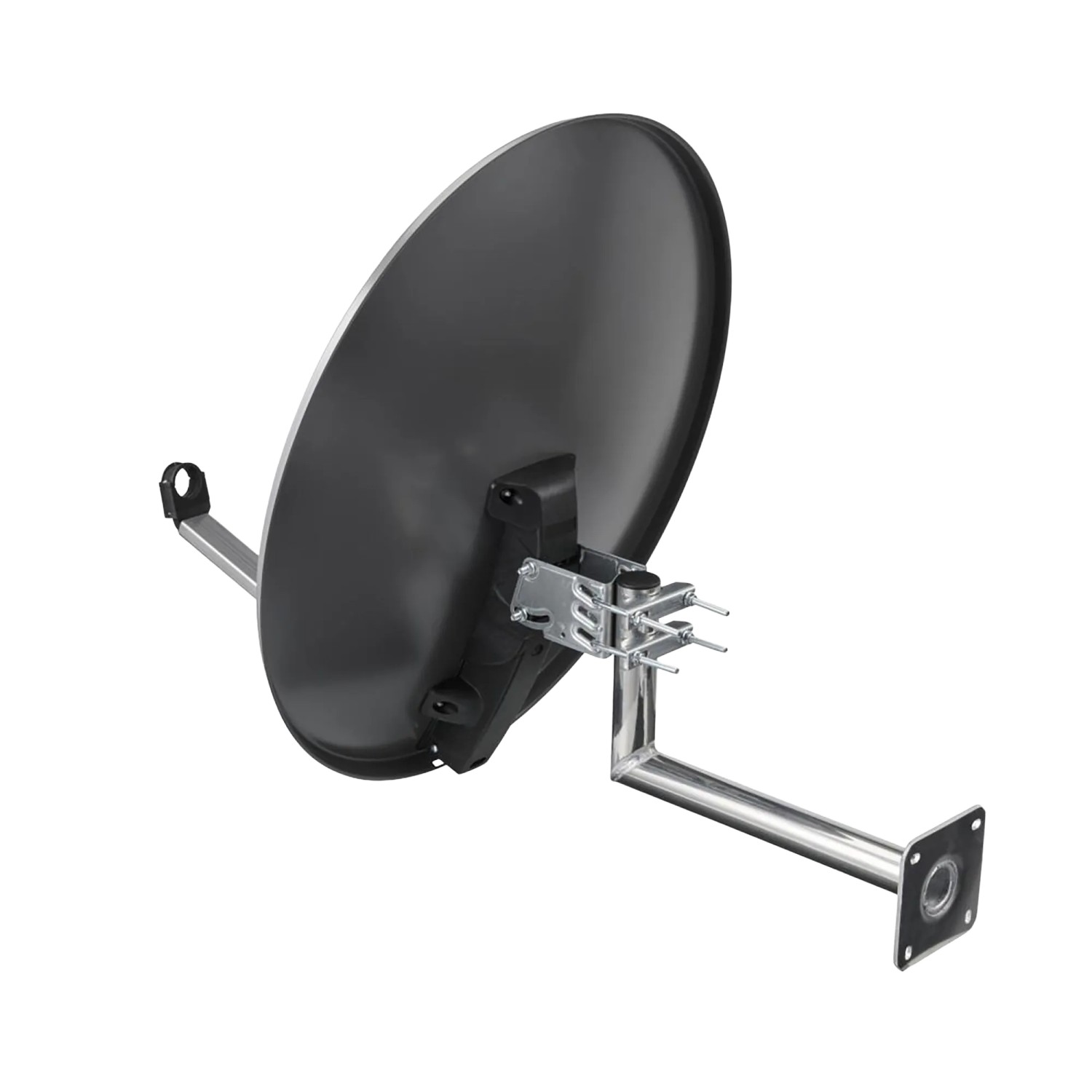 Hama SAT-Antenne 80 cm, anthrazit, mit Aluminium-Reflektor und Montagearm für stabilen Satellitenempfang.