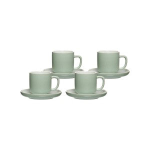Ritzenhoff & Breker Jasper Espresso-Set, 4 mintfarbene Tassen mit Untertassen.
