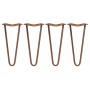 4er Set Monstershop Hairpin Legs, 30.5cm, Kupfer, mit 2 Streben. Möbelbeine für DIY Projekte.