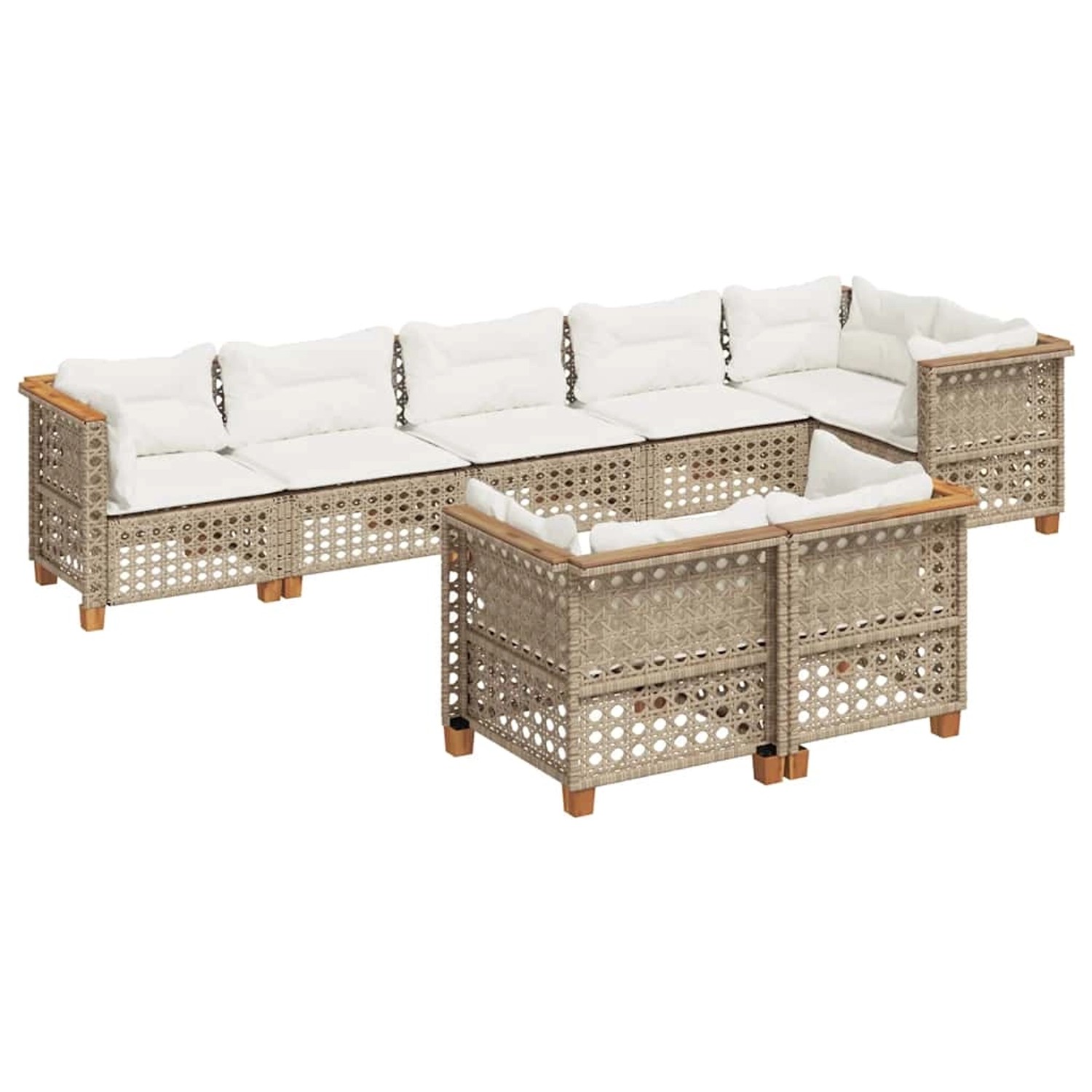 vidaXL 8-Tlg Garten-Sofagarnitur mit Kissen Beige Poly Rattan 3261892 günstig online kaufen