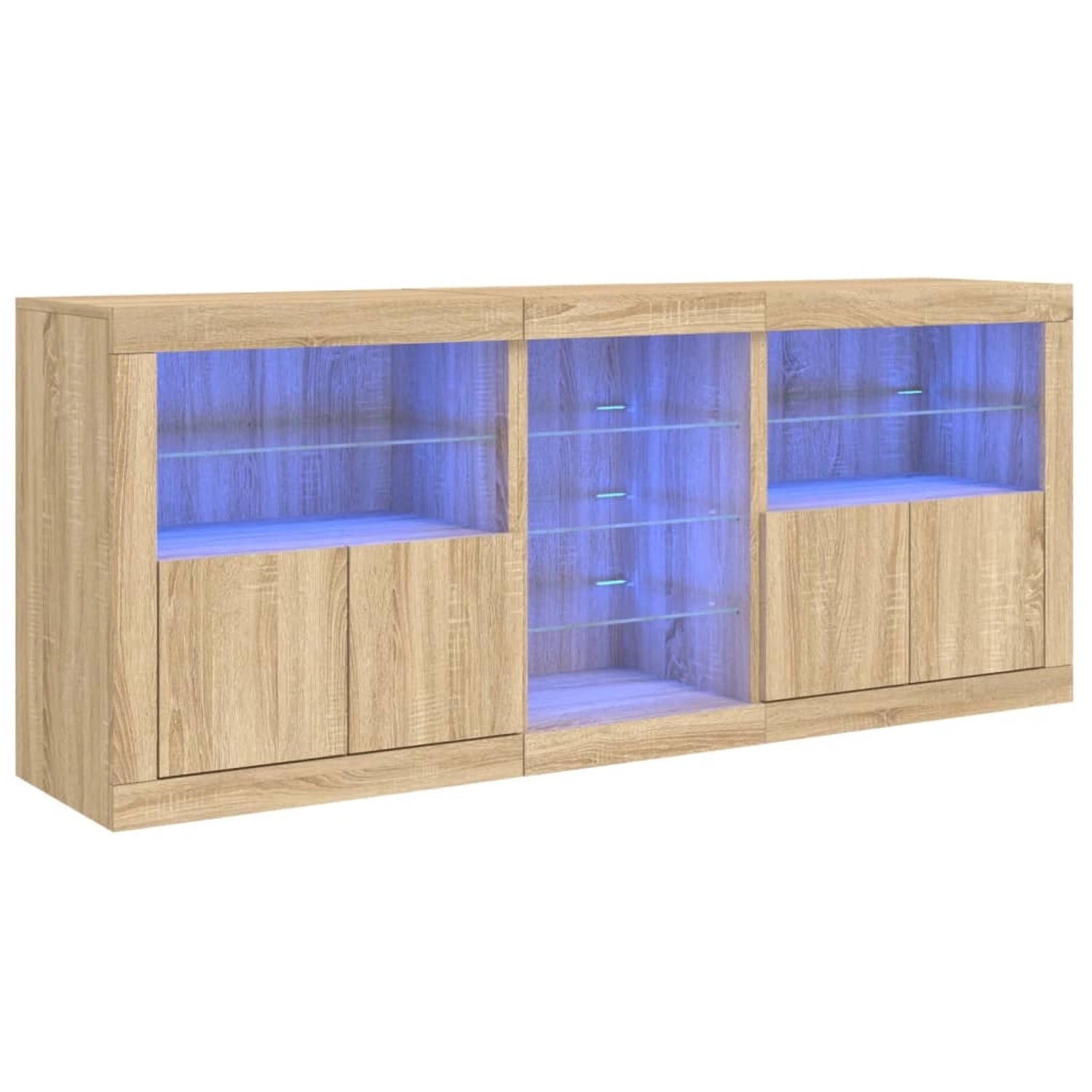 vidaXL Sideboard mit LED-Leuchten Sonoma-Eiche 162x37x67 cm 3209032 günstig online kaufen