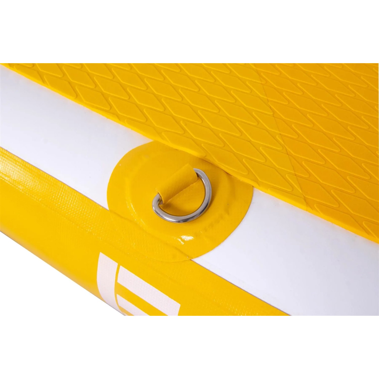 Detailaufnahme: Gelbes ZRAY Stand Up Paddle Board mit D-Ring und rutschfestem Deck.
