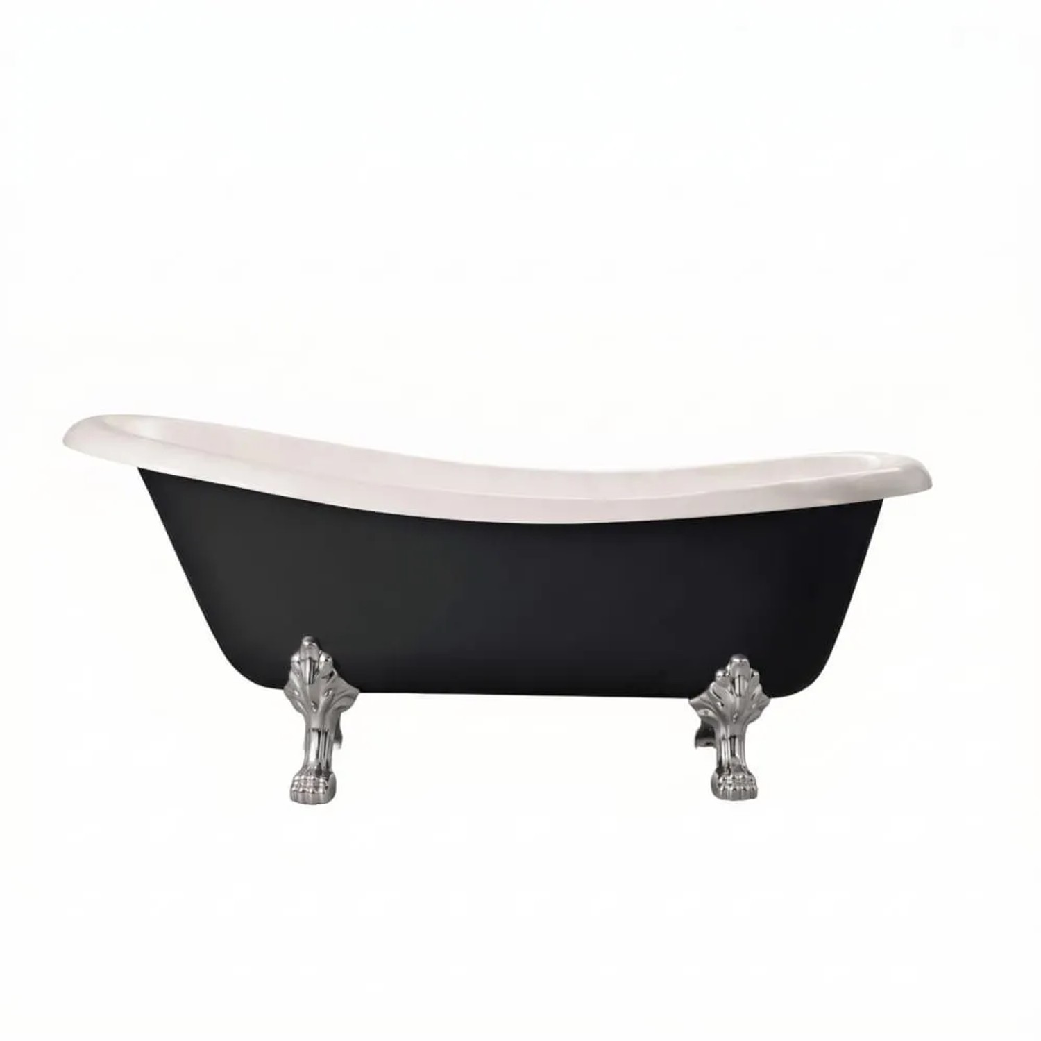 Rogier & Mothes Freistehende Gusseisen Badewanne Livingston Schwarz Füße Weiss 170cm x 79cm