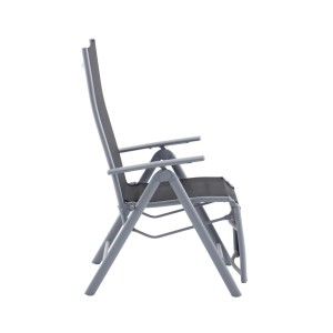 DELUKE Liegestuhl NATALI, schwarz, mit grauem Aluminiumgestell. Gartenstuhl / Relaxsessel für Balkon und Garten.
