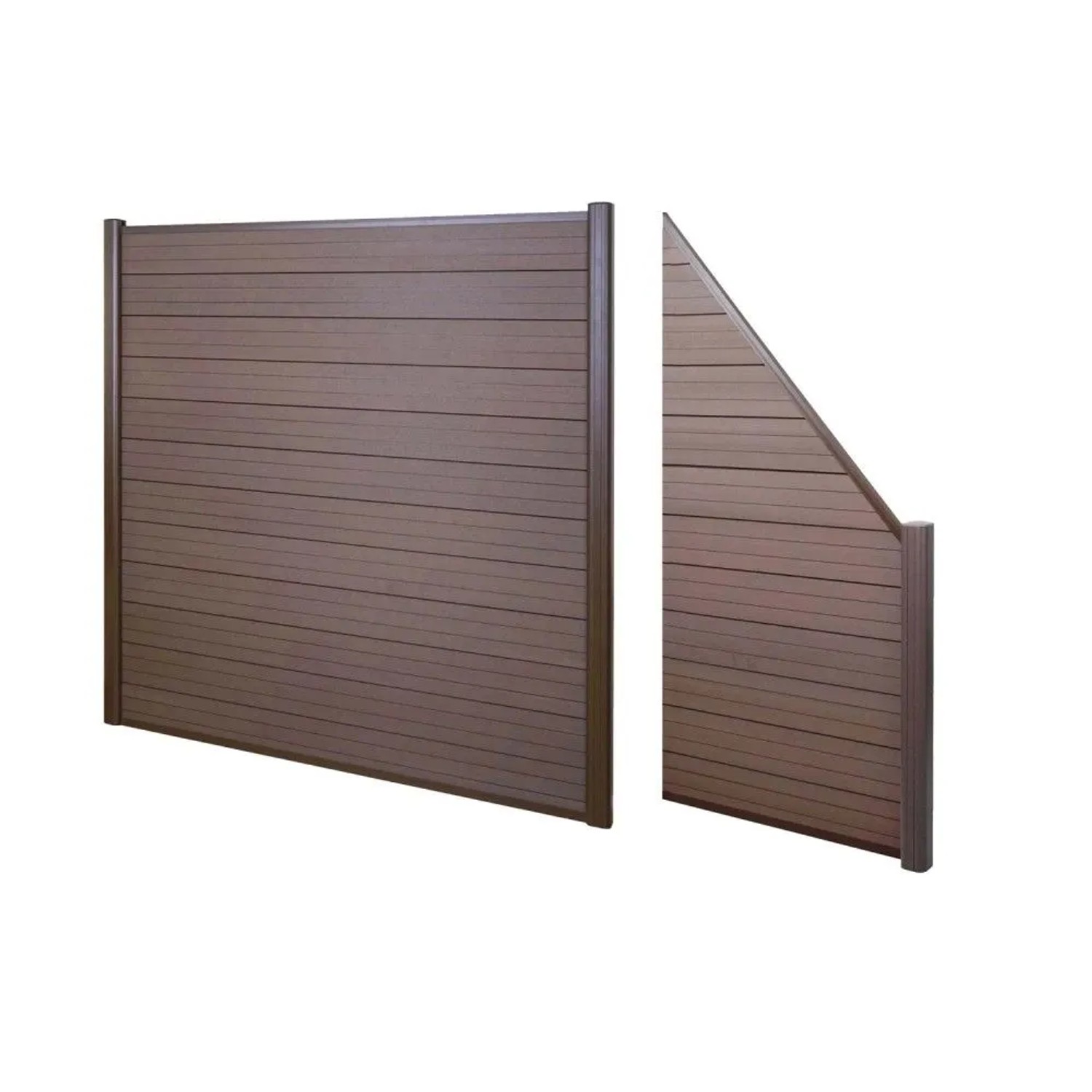 MCW WPC-Sichtschutz Savoie Windschutz Zaun Alu Premium - 2er Set Schräg 2,82m Braun