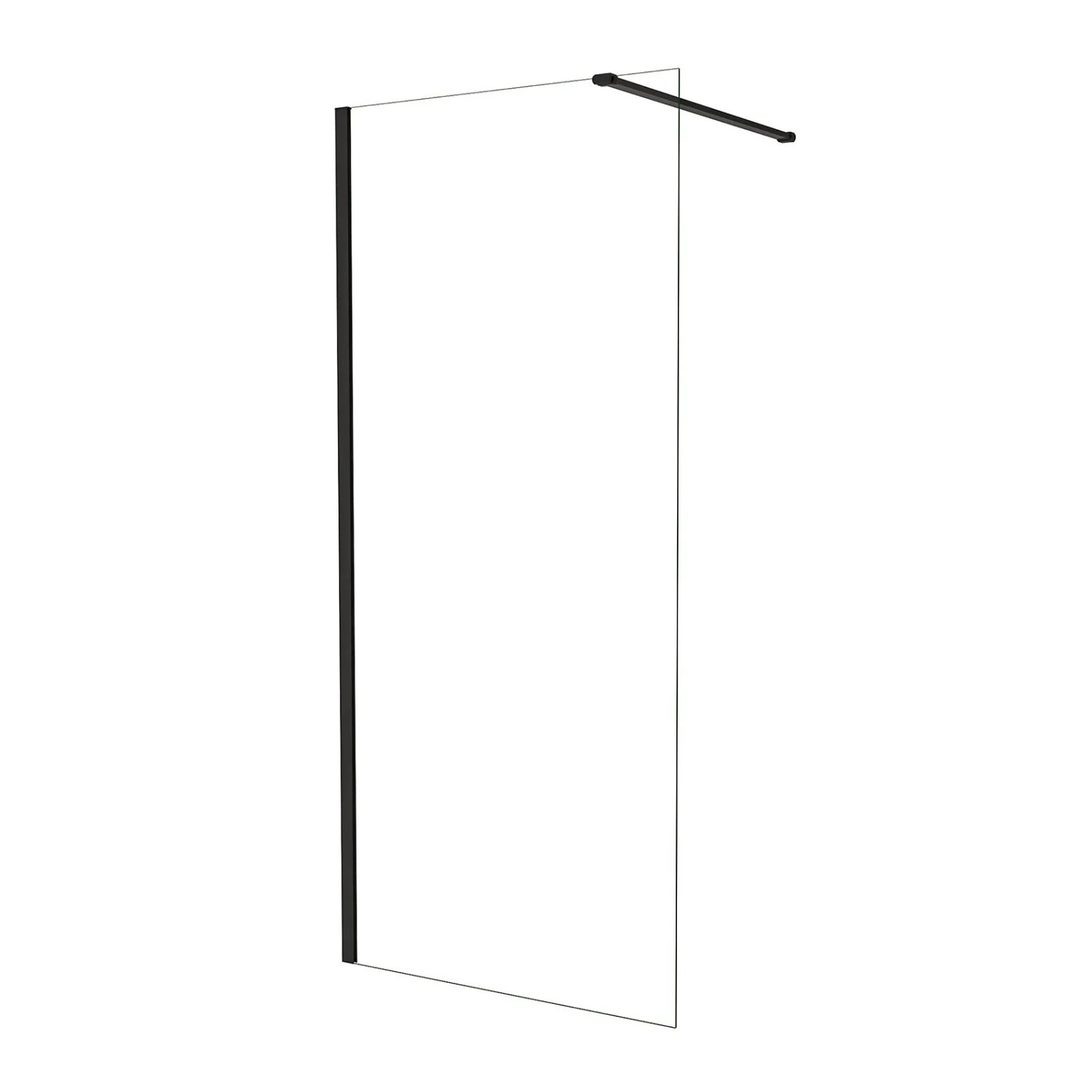 AICA Schwarz Walk In Dusche 80 x 195cm Duschwand Mit Schwarz Stabilisator 6mm NANO ESG Duschabtrennung Duschtrennwand F129B
