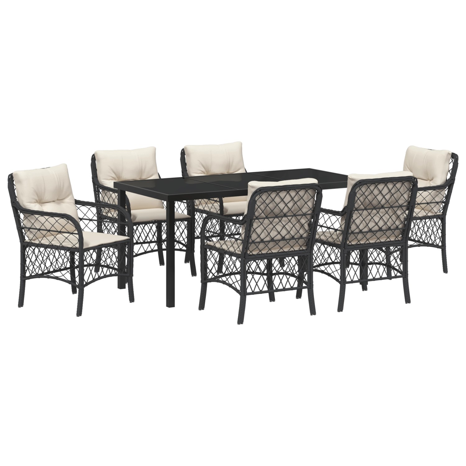 vidaXL Garten Essgruppe mit Kissen 7-Tlg Schwarz Poly Rattan 3380201 günstig online kaufen