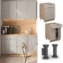 Vicco Schubunterschrank Fame-Line, grau-beige mit Marmor Arbeitsplatte, 60 cm breit. Küchenschrank mit Schublade.