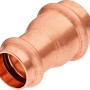 Kupfer Press-Reduziermuffe, 28 mm x 22 mm, für Kupferrohr-Verbindungen im Heizungsbau.
