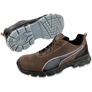 Puma Safety Condor Low S3 Sicherheitshalbschuh in Schwarz-Braun, Größe 47. Arbeitsschuhe mit Stahlkappe und Durchtrittschutz.