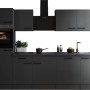 Respekta Küchenzeile Oliver 280 cm Grau Matt mit E-Geräten und Spüle.