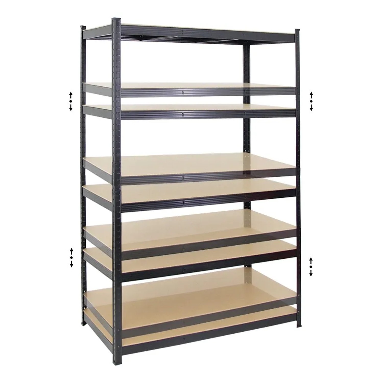 Schwarzes PROREGAL Schwerlastregal Taurus mit 5 MDF-Fachböden, 180x120x60 cm, Fachlast 175 kg.