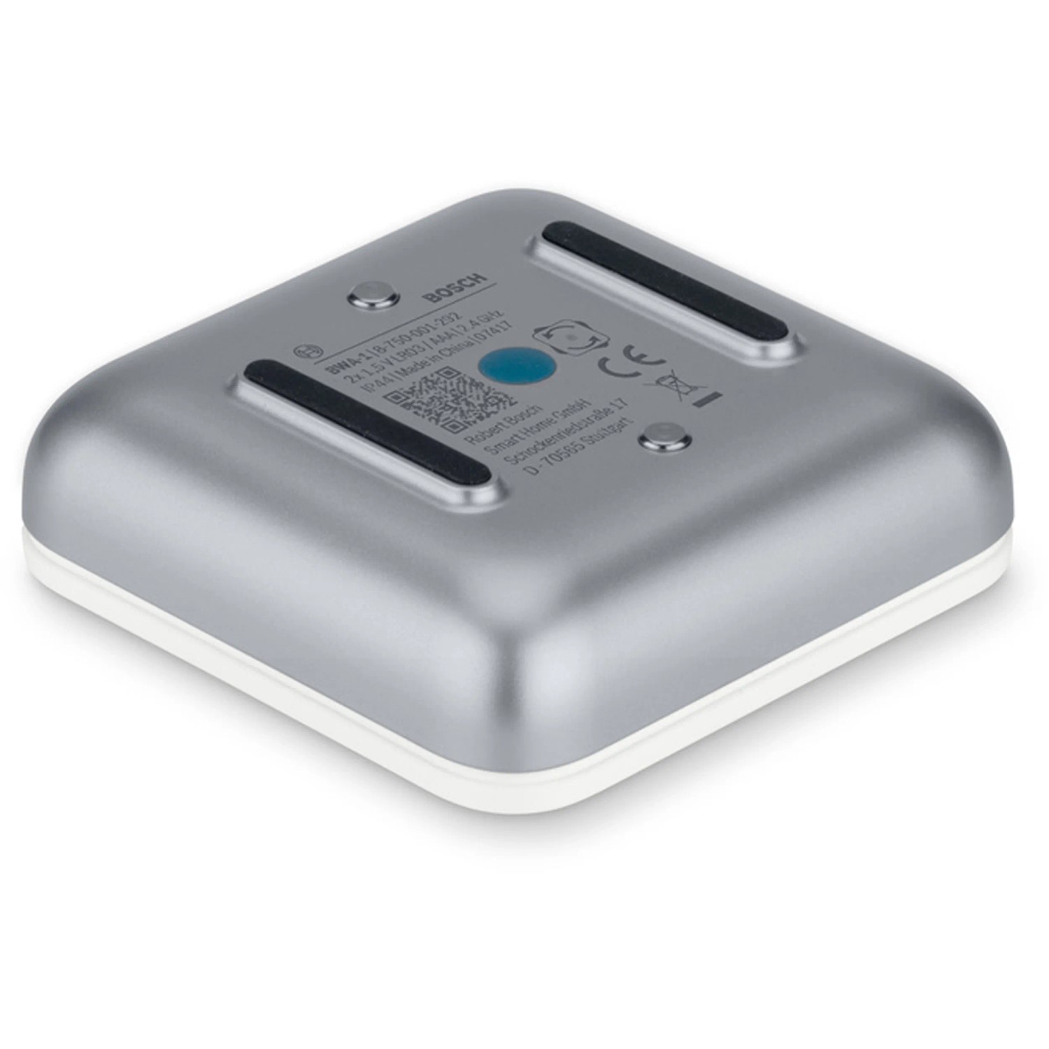 Bosch Smart Home Wassermelder BWA-1, Detailansicht der Unterseite mit Silikonbeschichtung.