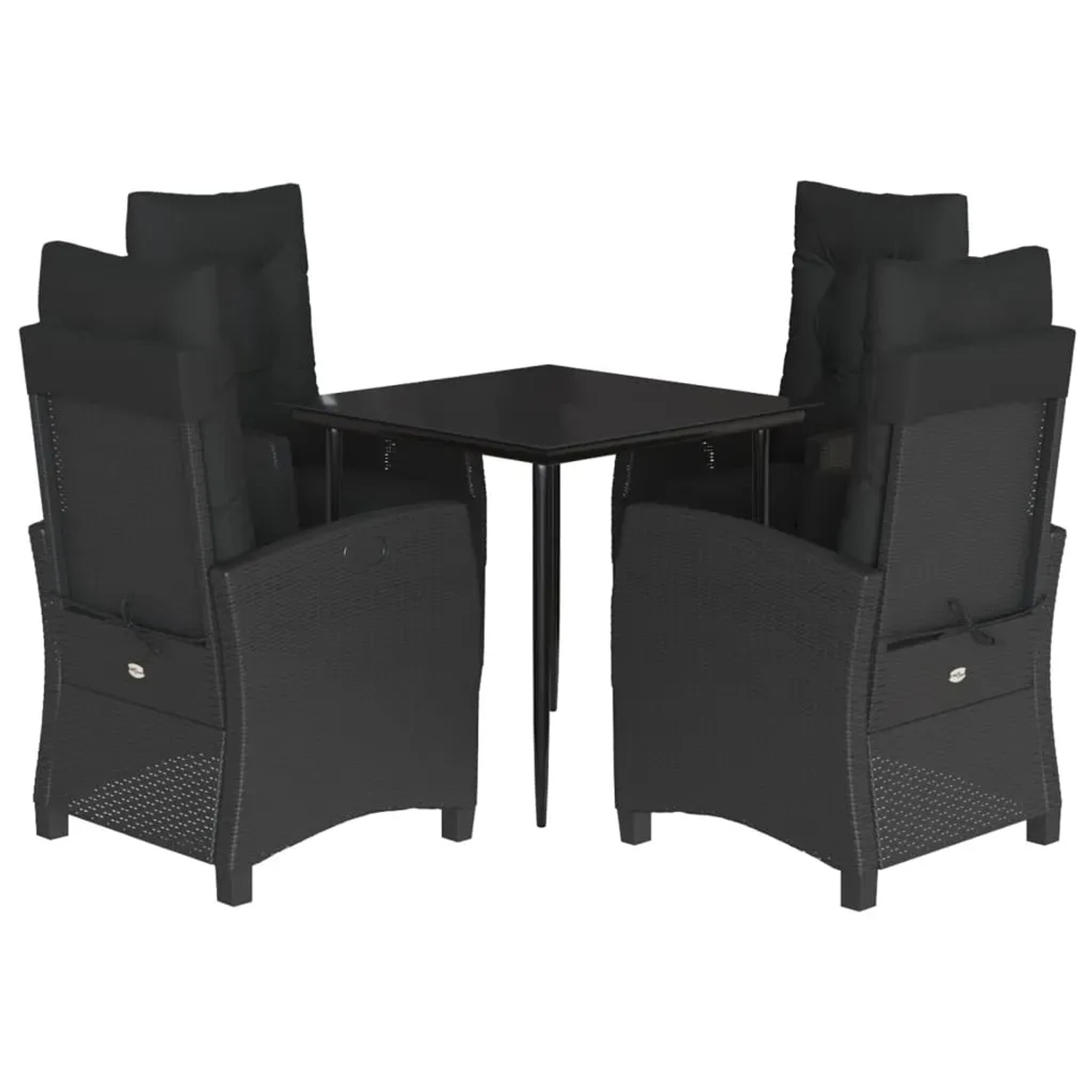 vidaXL 5-Tlg Garten-Essgruppe mit Kissen Schwarz Poly Rattan 3212961