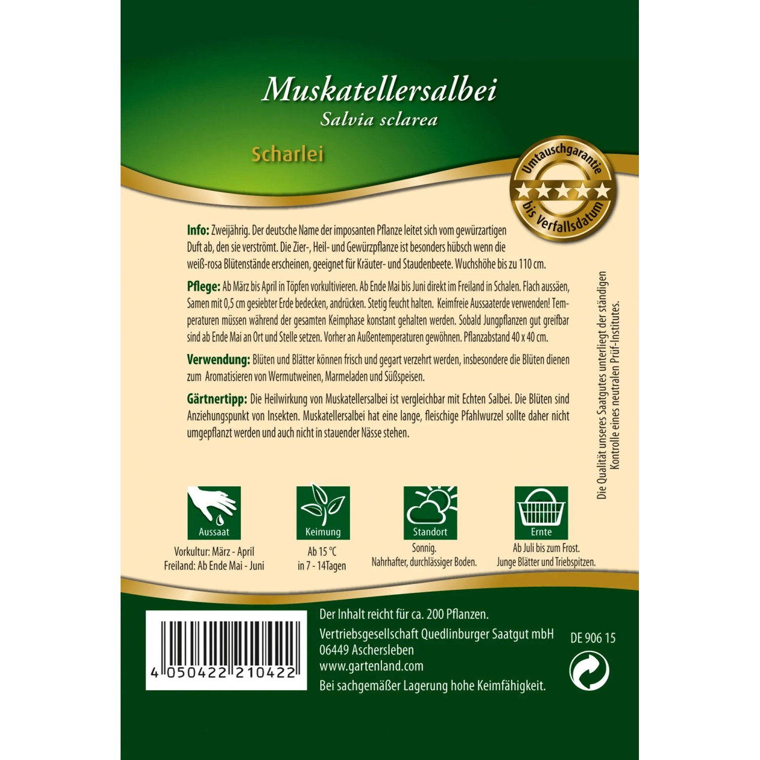 Muskateller-Salbei Saatgut – 100 Korn, Dekorative Salbeisorte Mit Süß-würzigem Duft, Für Kräutergarten & Küche