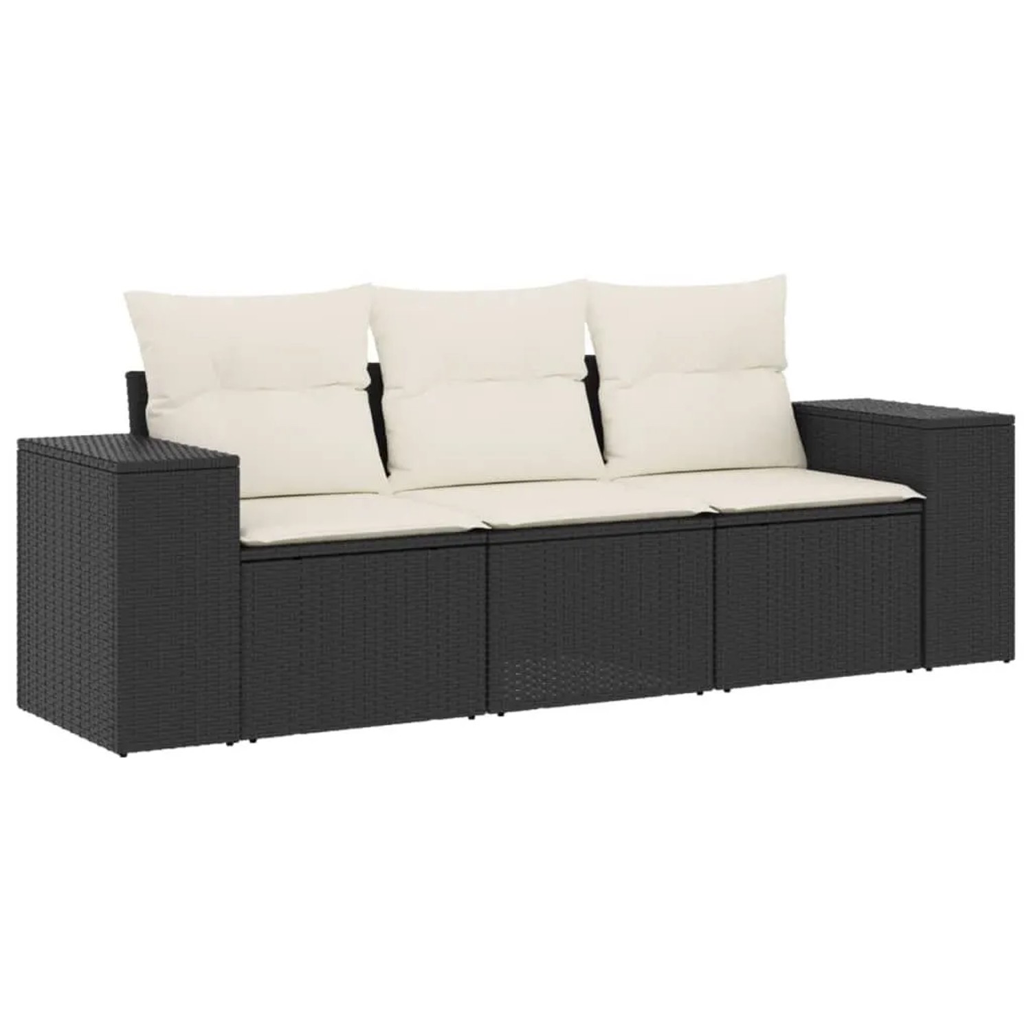 vidaXL 3-Tlg Garten-Sofagarnitur mit Kissen Schwarz Poly Rattan 3222255 günstig online kaufen