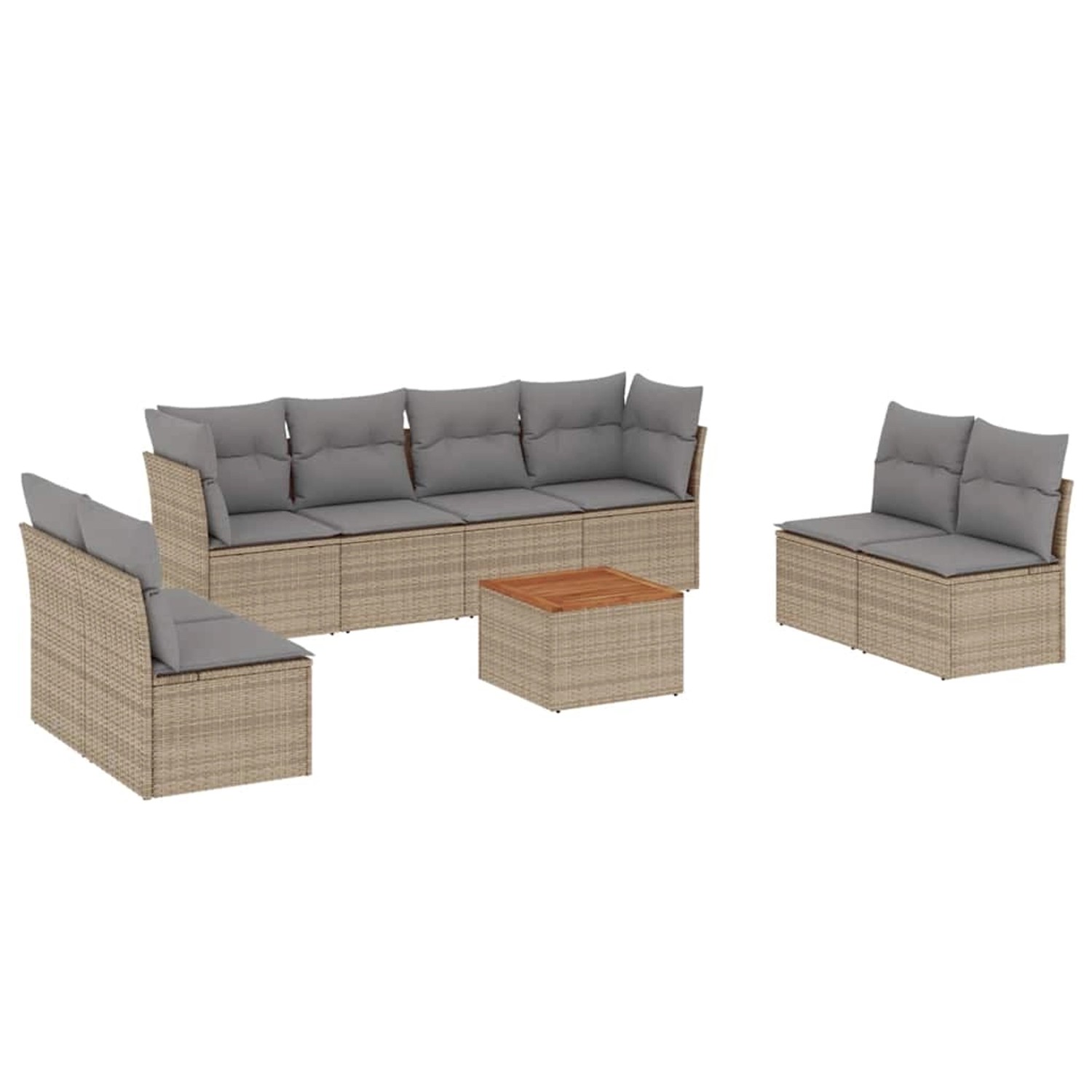 vidaXL 9-Tlg Garten-Sofagarnitur mit Kissen Beige Poly Rattan 3223581 günstig online kaufen
