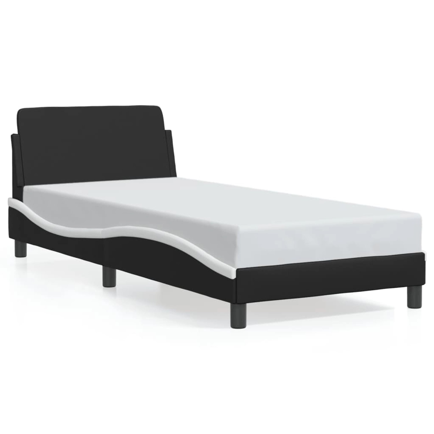 vidaXL Bettgestell Dover Schwarz und Weiß 90x200 cm Kunstleder 373123 günstig online kaufen
