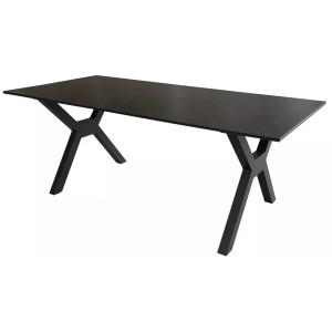 GarWoh Gartentisch Granada, 200x90cm, Dunkelgrau, Aluminium mit X-Bein Gestell.