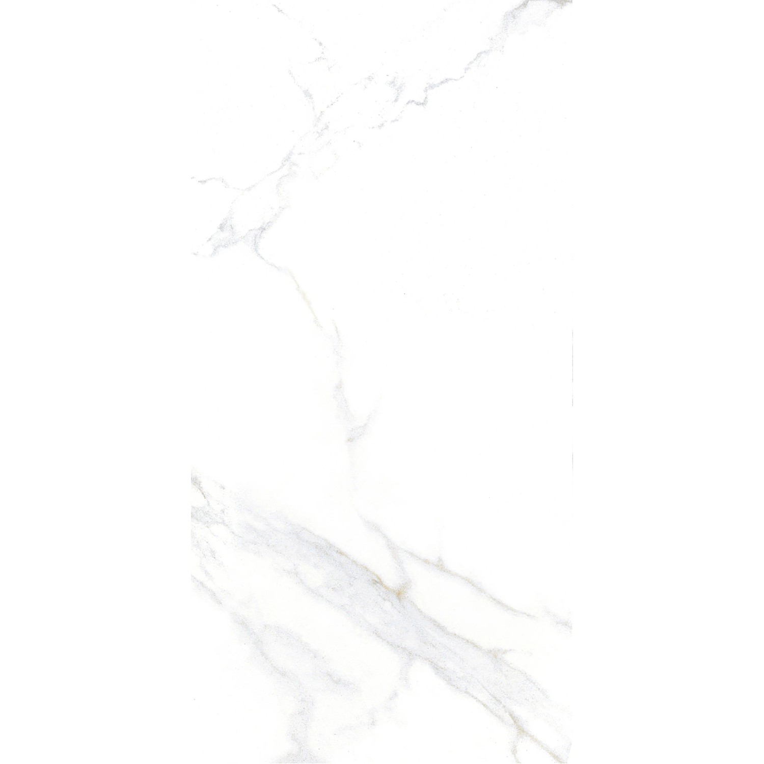 Weiße Bodenfliese in Marmoroptik, Feinsteinzeug, 30x60 cm.