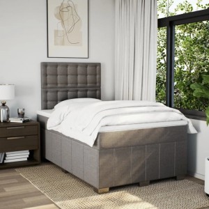 vidaXL Boxspringbett mit Matratze Taupe 120x200 cm Stoff 3291653