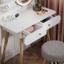Weißer Vicco Schminktisch Edda 80 cm mit LED-Spiegel, Hocker und Schubladen.