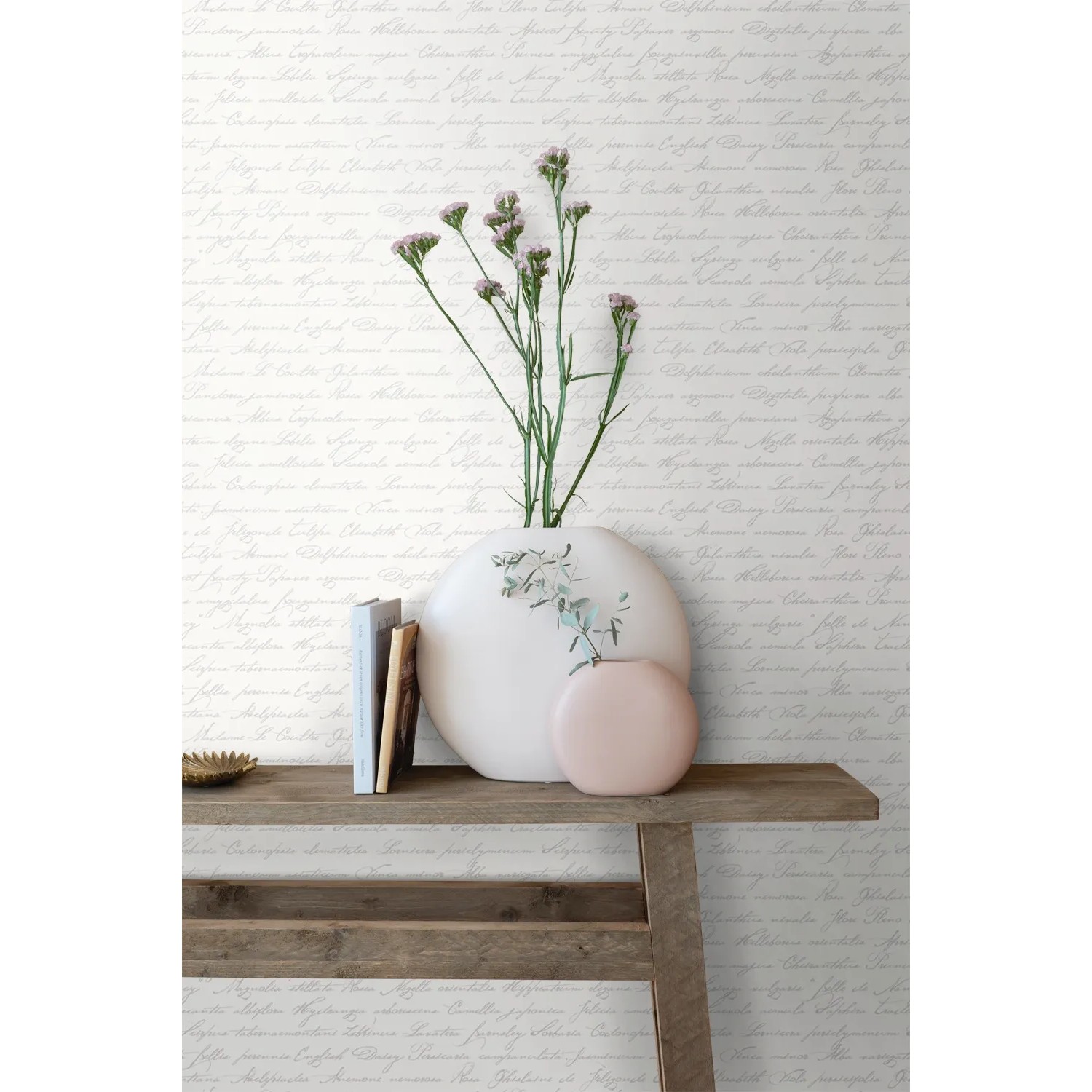 ESTAhome Tapete Handgeschriebene Lateinische Blumennamen Silber 53 Cm X 1005 Cm 128031_3