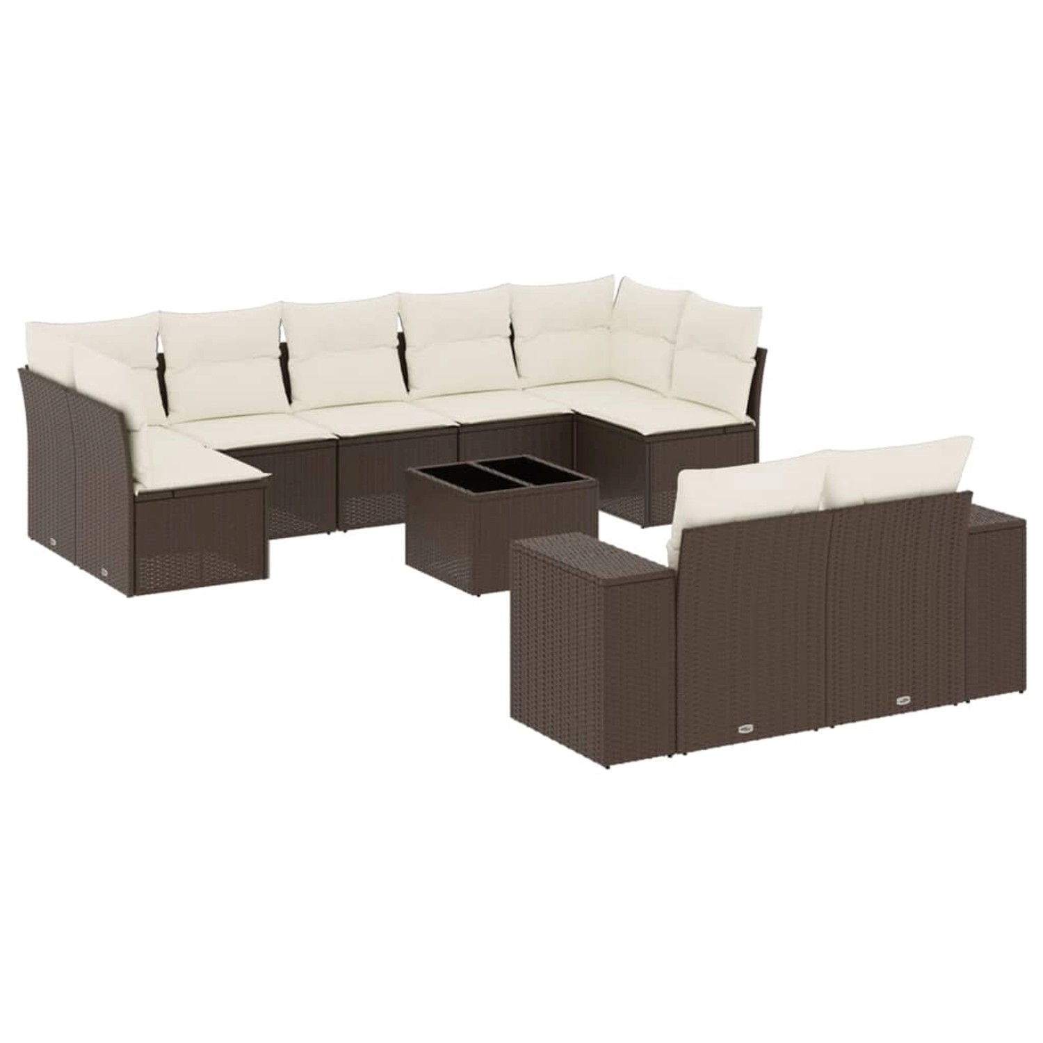 vidaXL 10-Tlg Garten-Sofagarnitur mit Kissen Braun Poly Rattan 3223032 günstig online kaufen
