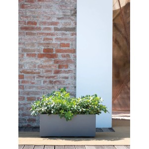 Deroma Millennium Pflanzkasten, aschgrau, 25x59x25 cm, mit Bepflanzung. Ideal für Innen- und Außenbereich.